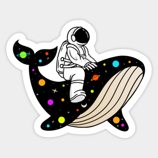 Astronauts And Whale Space Sticker